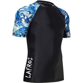 LAFROI Men's Short Sleeve UPF 50+ Baselayer Skins Compression Rash Guard (Fantasy,MD)