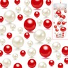 PNJHDZ 150 Pcs Vase Filler Pearl Beads White and Red