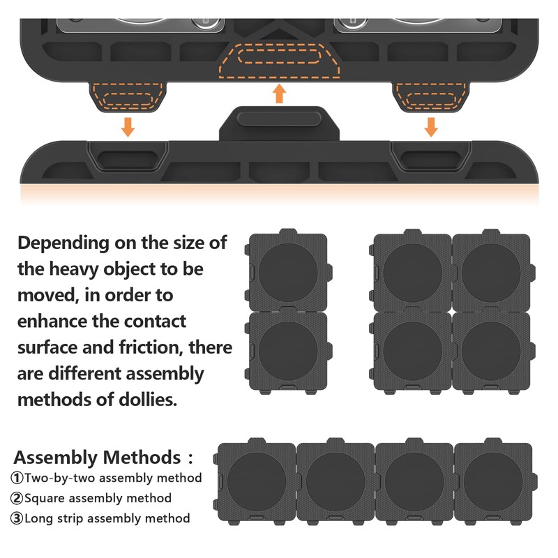 ONEON Add-on 4Pack Connectable Dolly Furniture Movers with 360° Rotating