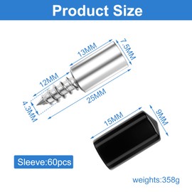 Pack of 60 Shelf Brackets, Self-Tapping Screw, Floor Support Shelf Pins with Non-Slip Cap for Furniture, Cabinets, Bookcase (Black)