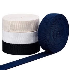 PH PandaHall 20 Yard Sewing Twill Ribbon 1" Heavy Cotton Webbing 4 Colors Natural Twill Tape Flat Polyester Cord Herringbone Webbing Tape Roll for Apron DIY Crafts Sewing Dressmaking Bags Making