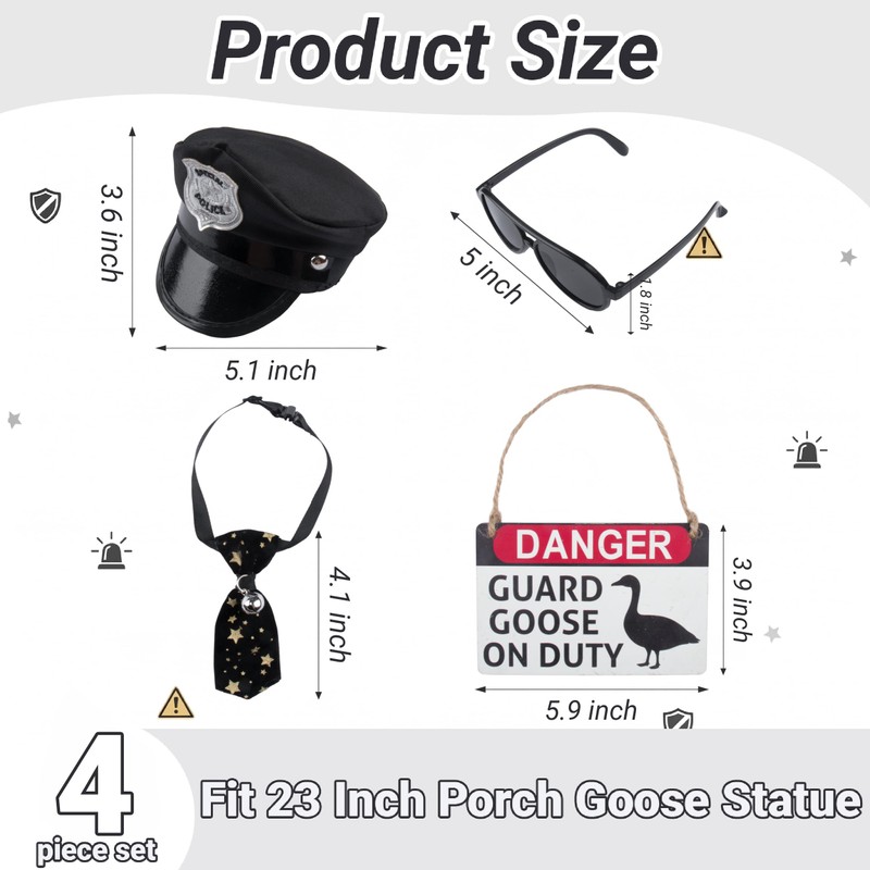 4Pcs Porch Goose Outfit Police - Funny Lawn Goose Costume