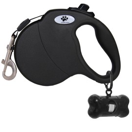 CROWN PAWS 16 ft Retractable Dog Leash for Large Dogs up to 44 lbs,Tangle-Free Nylon Tape,Black M