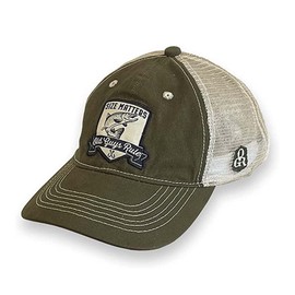 OLD GUYS RULE Men's Trucker Hat, Size Matters - Gift for Dad, Grandpa, Husband, Father's Day, Birthday, Holiday - Funny Novelty Hat for Fishing Enthusiasts, Outdoors, Camping (Dark Olive & Ivory)
