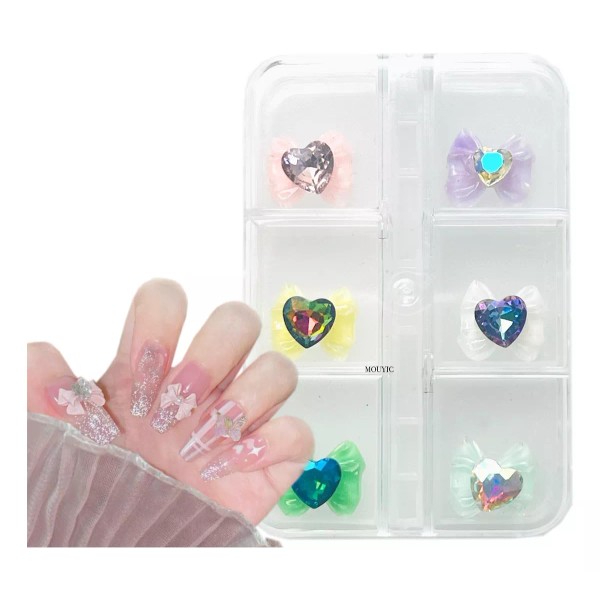 Mouyic Moños Con Corazones Coquette Decoracion De Uñas