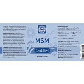 KALA HEALTH Kala Health OptiMSM MSM Pulver ohne Zusatzstoffe 1000g - Methylsulfonylmethan Schwefelpulver Nahrungserg?nzungsmittel - Organischer Schwefel fr Gelenke, Haut, Haare & N?gel