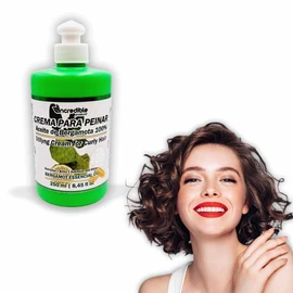 Crema Para Peinar, Activador de Rizos Curly Hair con Aceite de Bergamota y Colágeno, Nutre, da Brillo y Sedosidad a tu Cabello, Fortalece las Fibras Capilares, Anti Frizz, Estimula el Crecimiento de Cabello Sano y Fuerte 250ml.