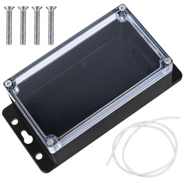 Waterproof Junction Box, IP65 Electrical Project Box, Distribution Box, Dustproof, Weatherproof, ABS Cable Housing Distribution Box for Indoor Outdoor Electronic Cable (Black Transparent, 20 x 12 x