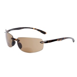 The Isaac Bifocal Reading Sunglasses Glasses, Unisex Sport and Wrap Around Rimless Safety Sun Readers + 2.00 Brown Tortoise