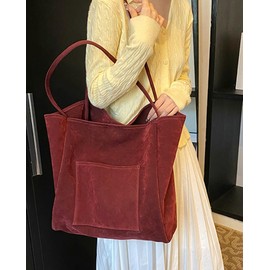 Suede Tote Bag for Women Slouchy Shoulder Bags Suede Bag Shoulder Handbag Leather Shoulder Bags Trendy Tote Bag Purse Bags