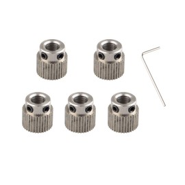 Jopto Pack of 5 3D Printer Extruder Gear Accessories Stainless Steel Drive Gear for MK7 MK8 Extruder 36 Teeth Bore 5 mm Lightweight and 1 Piece 1.5 mm Wrench for 3D Printer