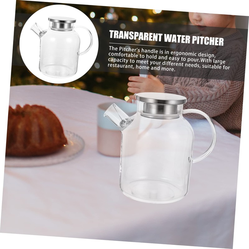 Ciieeo Transparent Glass Water Pitcher Kitchen Juice Pot with Ergonomic