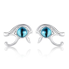 Evil Eye Women's Earrings 925 Sterling Silver Boho Evil Eye Women's Stud Earrings Jewellery Gift for Girls, Sterling Silver