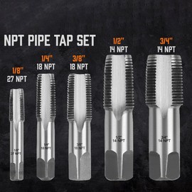 Nudiuhis 5 Piece NPT Thread Shaper for Cleaning or Rethreading Damaged or Jammed Pipe Thread