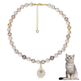 FunBegin Cat Dog Necklace Collar with Pearls Rhinestones Elegant Bling Diamond Stylish Accessories for Pet Puppies Large