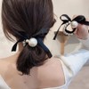 7 Pcs Pearl Black Elastic Hair Ties Ponytail Holders Pearl