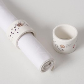 Boltze Home Napkin Rings Made of Ceramic, Nordala, Set of 2, Colour: White