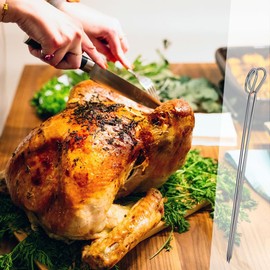 15 Pcs Turkey Lacers for Trussing Turkey, Wraps Turkey Lacers, Metal Skewers 5.8 Inch, Reusable Chicken Skewers, Multi-Use Skewers for Meat and Poultry Trussing Kitchen Chicken Roast Supplies