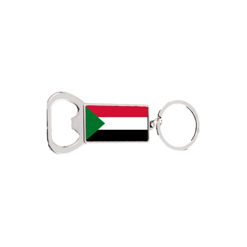 Sudan Rectangle Bottle Opener Metal Keyring and Velvet Gift Bag