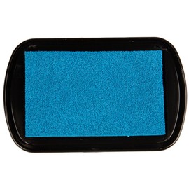 Craft County Pigment Ink Stamp Pad – Refillable Ink Pad in 15+ Colors – Raised Edges for Larger Stamps – Cyan