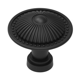 trust4care 15-Pack Flat Black Cabinet Knobs, Round Black Kitchen Knobs Handle Vintage Drawer Knobs Wood Dresse Chest Pull Furniture Door Decoration Knob with Sunburst Pattern