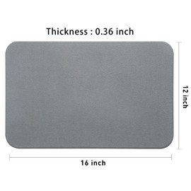 Sgriack Stone Dish Drying Mat for Kitchen Counter, Quick Drying & Super Absorbent Diatomaceous Earth Dish Drying Pad, Heat Resistant, Non-Slip, Quickly Evaporate Water In Minutes (16x12 Inch, Grey)