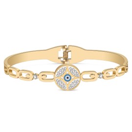 NEWEI Cute Evil Eye Bracelets Devil Eye Evil Eye Bracelet Protective Bracelet Turkish Eye for Women Girls Charms Blue Eye Protection Gifts, Stainless Steel, Zircon gemstone.