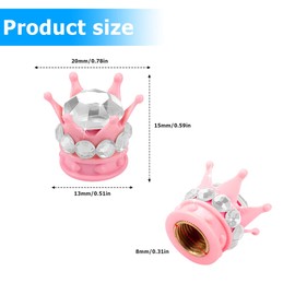 Crown Tire Valve Stem Caps, 4Pcs Handmade Bling Rhinestone Car Stem Air Caps Cover, Dustproof Tire Valve Caps for Bike Motorcycle Wheels, Auto Exterior Accessories for Girl Women (Pink/Silver)