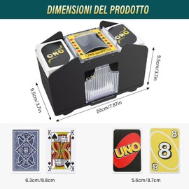 Vonsera Mischia Carte Automatico per 1-4 Mazzi, Distributore Carte da Gioco Automatico, Mescolatore di Carte Elettrico per UNO, Poker, Blackjack - Nero