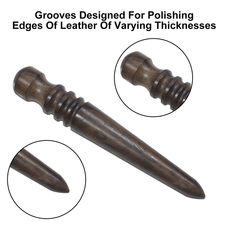 Wozoohyi Ebony Wood Leather Edge Burnisher Tool,Professional Round Leather Edge