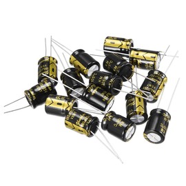 sourcing map Aluminum Radial Electrolytic Capacitor with 680uF 25V 105 Celsius Life 2000H 10 x 13 mm Black 15pcs