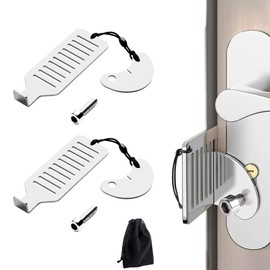 Zssxysm 2 Pack Portable Security Door Lock, Stainless Steel Travel Lock No Drilling with Storage Bag for Women Travel Hotel School Home Apartment College