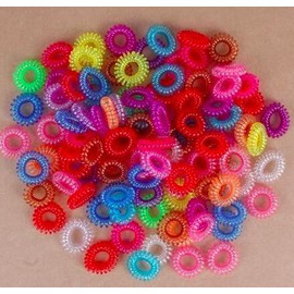 12pcs Plastic Stretchy Elastic Coiled Phone Wire Hair Bands Ponytail Holder Telephone Cord Head Rope HairBand Hair Accessories Pack Set of 12. (Assorted)