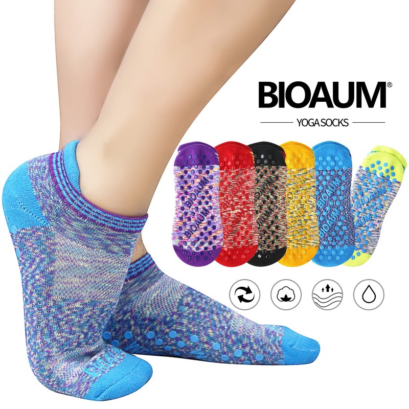 BIOAUM Yoga Socks for Women - 6 Pairs Cotton Cushion