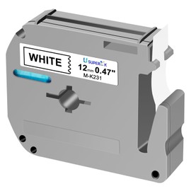 USUPERINK Compatible for Brother P Touch M Tape M-K231 MK231 M231 M-231 12mm 1/2 Inch 0.47'' White Label Tape for PT-M95 PT-70BM PT-90 PT-80 PT-65 PT-70 PT-70SR PT-85 Label Maker Tape Black on White