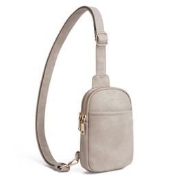 CORALDAISY Crossbody Bags for Women Small Sling Bag Fanny Packs for Women Cross Body Purses Belt Bag for Women Leather Cross Body Bag Chest Bag Gifts, Grey