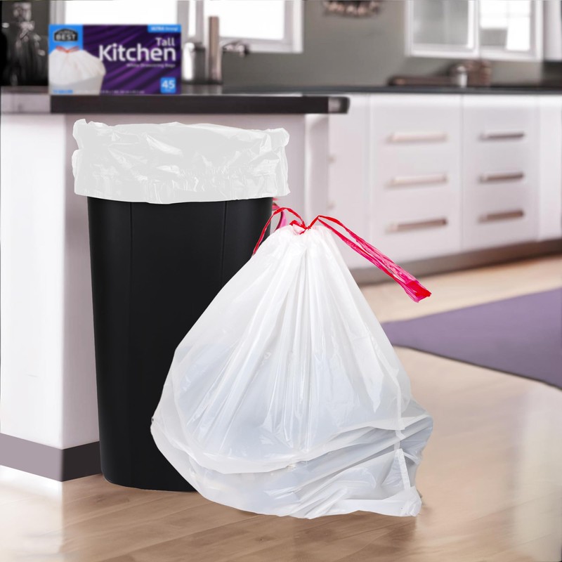 Heavy-Duty 1 Mil 13 Gallon White Trash Bags (45 Count)