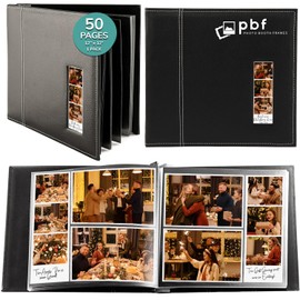 pbf Scrapbook Photo Album 12x12, Guest Book with Photo Insert, Black Scrapbook with Plastic Sleeves & Black Pages, Scrapbook Album for All Size Pictures, Memory Book, Wedding Scrapbook