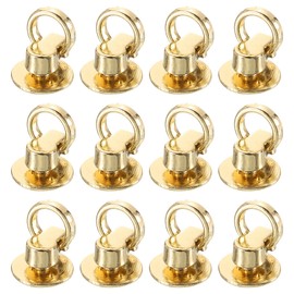 uxcell 12Pcs Screw Round Head Rivet, 12mm Pull Ring Rivet Fasteners, Screw Rivet Studs for DIY Leather Craft Belts Purse Handbags (Light Gold)