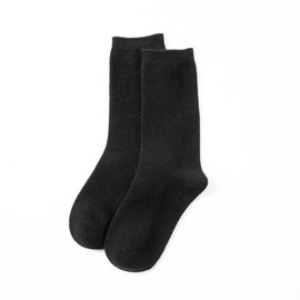 Lindoro 100% Pure Cashmere Unisex Bed Calf Socks, Super Soft and Warm Fluffy Socks for Women and Men (Black)