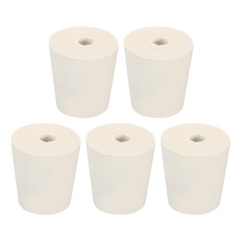 sourcing map Rubber Tapered Plug 22mm to 28mm with 8mm Hole Test Tubes Bungs Stopper White for Lab Home 5 Pieces