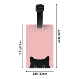 Cute Cat Pink Luggage Tags for Suitcase Travel Baggage Bag Tag Backpack Name ID Identifier Labels with Adjustable Strap for Women Men Kids