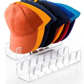 Hat Stand for Baseball Caps 2 Pcs, No Install Acrylic Hat Rack for 14 Baseball Caps, Hat Organizer for Baseball Caps, Hat Holder and Storage, clear