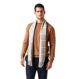 Inca Fashions - 100% Baby Alpaca Wool - Windowpane Plaid Scarf - Hypoallergenic - Natural Colors (Gray, Ivory, Camel)