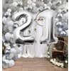 Tekoo Big Number 21 Balloons Birthday Party Balloons Decoration Silver