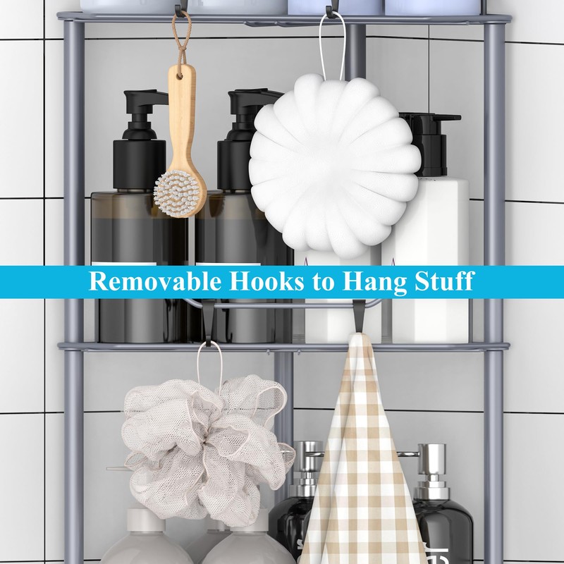 HuggieGems 4 Tier Floor Standing Corner Shower Caddy Organizer Shelf