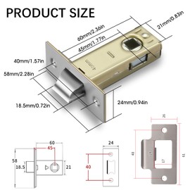 MUNSKT 4 Set 45mm Tubular Latch, Internal Door Lock Mortice Latch Polished Door Latch for Sprung Lever Door Handles