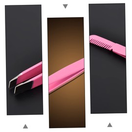 Baluue 4pcs Eyebrow Makeup Tools Diagonal Tweezers Eyebrow Clamps Brush Comb Stainless Steel Grooming Kit for Shaping and False Lash Application