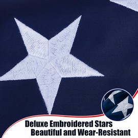 6 Pack American Pleated Fan Flag 3x6 Ft, Embroidered USA Patriotic Half Fan Bunting Flag for Outdoor, 4th of July Decorations Flags with Brass Grommets