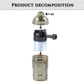 PRUNLLA - Enchufe de lámpara clásico E26/E27, enchufe de luz con perilla giratoria Edison industrial carcasa de metal para repuesto de iluminación, paquete de 10 unidades (negro perla)